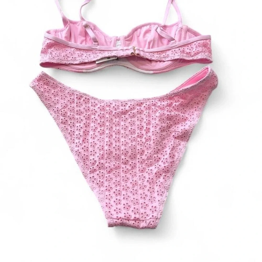 Frankies Bikinis/VS Pink Buttercup Golden Hour Eyelet Bikini Set, Women's Size L